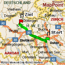 Situationsplan bei Anfahrt von Richtung Zrich 
