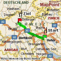 Situationsplan bei Anfahrt von Richtung Zürich